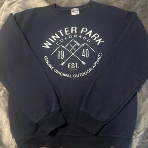 Navy blue crew ne sweatshirt. Winter Park ski resort